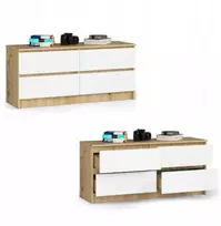 Akord komoda K120 su 4 stalčiais, artisan ąžuolas/balta