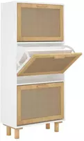 Spintelė batams, baltos spalvos, 52x25x115cm, mediena/ratanas