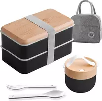 Bordeag 1400 ml priešpiečių dėžutė, bento dėžutė suaugusiems, japoniško stiliaus, maisto dėžutė su skyreliais, su 600 ml sriubos dėžute su izoliuotais skyriais, bento dėžutė, priešpiečių dėžutės mergaitėms/berniukams darbui, mokyklai ir kelionėms