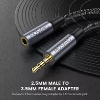 Adapteris 2.5mm Male į 3.5mm Female Stereo Garso Jungtis