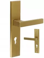 Theo 90 mm lauko durų rankena, žalvario spalvos, su cilindro apsauga