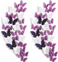 Generic 120 Vnt. 3d Drugelių Sienų Lipdukai - Dekoratyviniai Amatai (balti, Violetiniai)