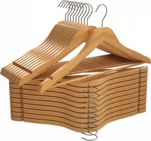 Songmics Medinės pakabos drabužiams, neslystančios, pasukamos, kostiumams, tvirtos, 20 vnt.