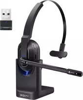 Eksa H5 Bluetooth Pc ausinės su mikrofonu ir Usb raktu [45 val. atkūrimo laikas ir 10 m atstumas] Mono su įkrovimo stotele ir Ai triukšmo slopinimo mikrofonu, belaidės verslo ausinės biurui/namų biurui