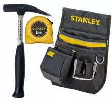 Stanley 3 dalių rinkinys: diržo dėklas, plaktukas ir 5m matuoklis