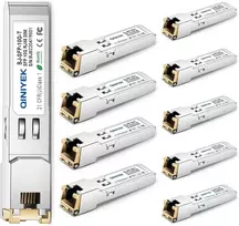 Šakotuvas Qiniyek 10gbase-t Sfp+ siųstuvas-imtuvas, 10g Sfp+ Rj45 varinis siųstuvas-imtuvas, suderinamas su Cisco Sfp-10g-ts, Ubiquiti Unifi Uf-rj45-10g, Netgear Axm765, Mikrotik, Fortinet, Supermicro, iki 30 m (pakuotė