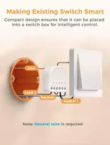 Išmanusis relės jungiklis su srovės matavimu, suderinamas su home assistant mini wlan išmanusis šviesos jungiklis su galios matavimu 1 gaujos belaidis jungiklis, nereikalaujantis šakotuvo, 1 vnt.