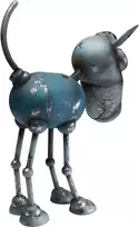 Kare Design dekoratyvinė figūrėlė Robot Bello, mėlyna, rankų darbo, unikali, dalinai surinkta, didelė statula svetainei, dekoratyvinis objektas lentynoms, vintažinė išvaizda, plienas, 60 x 52 x 17 cm (a x P x G)
