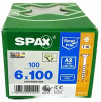 Spax Nerūdijančio plieno medvaržčiai 6x100 mm, A2 plienas, 100 vnt.