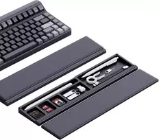 Hagibis riešo atrama su stalviršio pertvaros dėklu, ergonomiška minkšta atminties putų pagalvėlė, neslystantis guminis pagrindas kompiuterio klaviatūrai, biurui, namams (juoda)