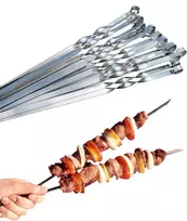 Profesionalūs nerūdijančio plieno bbq iešmai, itin platūs: 1 cm, itin tvirti 2 mm storio (20 vnt., 50 cm) mėsos iešmai mėsai ir daržovėms, kebabų iešmai, mangal, schampura, iešmai