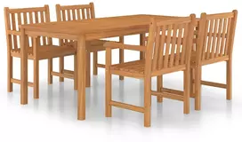 Lauko baldų komplektas 5 dalių sodo valgomojo baldų komplektas, 180x90 cm, tikmedžio masyvas