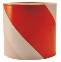 Įspėjamoji juosta baltai raudona 80 mm x 100 m