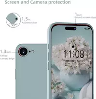 Wxx silikoninis dėklas, skirtas iphone 16e, mobiliojo telefono dėklas, skirtas iphone 16e, plonas, su mikropluoštu, atsparus įbrėžimams, visapusiškos apsaugos dėklas, skirtas iphone 16e 6,1 colio, pilkai mėlynas