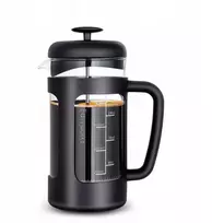 Virdulys French press kavos virimo aparatas 1000 ml su borosilikatinio stiklo juodu korpusu