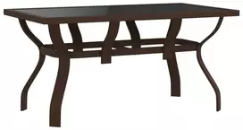 Sodo stalas, rudas ir juodas, 140x70x70cm, plienas ir stiklas