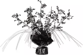 Beistle S57921az2, 2 dalių muzikos natų blizgantys purškiami stalo papuošimai, 28 cm (juoda/sidabrinė)