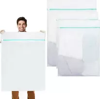 Lvefyti 3 didelių skalbinių maišų rinkinys, 60 x 80 cm / 90 x 110 cm, skalbinių maišas skalbimo mašinai, skalbinių tinklelis su užtrauktuku gležniems audiniams, patalynei, užuolaidoms, flisiniam pledui, apatiniam trikotažui