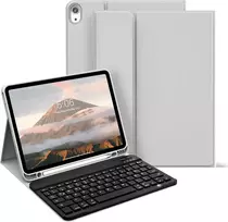 Zoyu klaviatūros dėklas, skirtas ipad 10-os kartos 2022 / ipad a16 11-os kartos 2025 (10,9/11 colių), minkštas tpu itin plonas dėklas su rašiklio laikikliu, magnetinė nuimama bluetooth klaviatūra, pilka