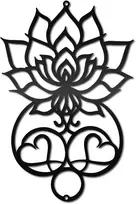 Plakatas Creatcabin mandala lotoso metalinė sienų dekoracija širdies formos gėlės sienų pakabinamas dekoras meditacijos kambariui dekoratyvinės siluetų sienų skulptūros meno kūrinys ornamentas jogos namų biuro sodui 30 x 20 cm