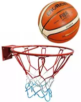 Kimet Mažas krepšinio lankas, plieno strypas 10 mm, tinklelis, skersmuo 37 cm