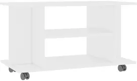 TV staliukas TV spintelė su ratukais, baltos spalvos, 80x40x45 cm, mediena