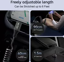 Leehitech spiralinis usb c–usb c kampinis kabelis (0,5 m–1,8 m) 20gbps 100 w greito įkrovimo kabelis automobiliui, mobiliojo telefono įkrovimo kabelis 8k @ 60 hz, 90 laipsnių duomenų kabelis, skirtas iphone 16/15 pro max, galaxy s24/s23