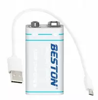 Akumuliatorius baterija 9v Audio Usb 1000mah 6lr61 R9 + maitinimo kabelis J 6am6