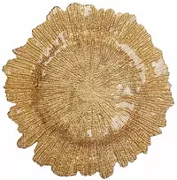 Auksinis stiklinis padėklas lėkštei, Ø35 cm