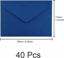 Umchu 40 vienetų kraft popieriaus vokų rinkinys, 16 x 11,2 cm, klasikiniai vokai, vokai su smailėjančiu atvartu, skirti sveikinimo ir atvirukams, kvietimų kortelėms (tamsiai mėlyna)