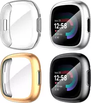Diruite 4 vnt. ekrano apsaugų rinkinys, skirtas Fitbit Versa 4 / Sense 2 apsauginiam dėklui, Hd smūgiams atsparus minkštas Tpu dangtelis, pilna ekrano apsauga, skirtas Fitbit Versa 4 / Sense 2 apsauginiam dėklui