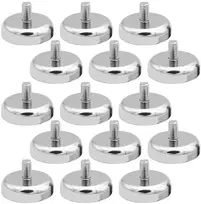 15 neodimio magnetų, 20 mm skersmens, su m4 sriegiu, 14 kg sukibimo jėga, magnetinės sistemos, apvalūs neodimio magnetai su sriegiu, ypač stiprūs magnetai varžtams, kilpelėms ar kabliams