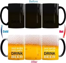 Zonsuse Beer Magic puodelis, spalvą keičiantis kavos puodelis su alaus burbuliukais, naujoviškas karščio jutiklis, kūrybiška dovana vyrams, tėčiams, vyrams, draugams, alaus mėgėjams, gimtadieniui, tėvo dienai, 330 ml (beer)