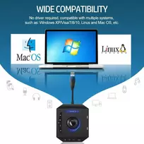 Išorinė garso plokštė, Phoinikas T10 Usb garso adapteris, skirtas Pc Windows, Mac, Linux, nešiojamiesiems kompiuteriams, staliniams kompiuteriams, stereo garso plokštė su 3,5 mm sąsaja ir Usb sąsaja, Plug & Play (6-in-1, juoda)