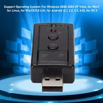 Išorinė usb garso plokštė, virtualus 7.1 kanalo stereo garso adapteris su vidiniu stiprintuvu ir 3.5 mm ausinių ir mikrofono lizdu telefonui, nešiojamam kompiuteriui, pc