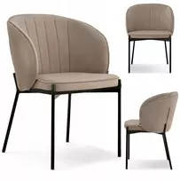 Mebel-partner velvetinė valgomojo kėdė su dekoratyviniais dygsniais Felice, smėlio spalvos, juoda