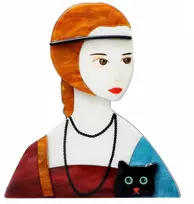 Ekskliuzyvinė dama su kate, įkvėpta Da Vinčio