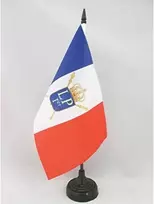 Az Flag Louis-philippe I of France 1830-1848 stalo vėliavėlė 5'' x 8'' - Prancūzijos karalystės stalo vėliavėlė 21 x 14 cm - juodas plastikinis kotelis ir pagrindas