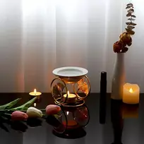 Tolida Keraminis aliejinis degiklis su žvakių laikikliu keturių žiedų lapų aromaterapinis degiklis pagamintas iš geležies eterinių aliejų aromato difuzorius smilkalų degiklis vaško lydymo degiklis aukso spalvos miegamajam svetainei jogai