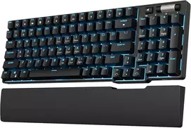 Rk royal kludge rk96 90% 96 klavišų bt5.0/2.4g/usb-c hot-swap mechaninė klaviatūra, belaidė mechaninė bluetooth klaviatūra su magnetiniu delno atlošu, mėlynas apšvietimas (red switch)