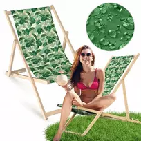 Allbag Medinis paplūdimio gultas su tropinių lapų raštu, buko medienos