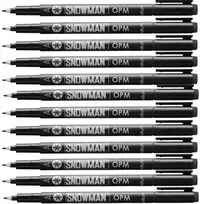 Snowman Opm 1,0 mm vandeniui atsparus juodas plonas markeris, 12 vnt.