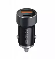 Forever Automobilinis įkroviklis Pd Qc 1 Usb-c 1x Usb 20w juodas Usb-c-lightning kabelis