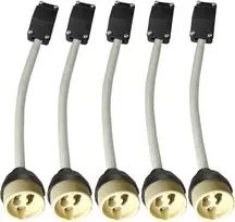 5 x Sweier aukštai temperatūrai atsparus gu10 lempos laikiklis, gu10 keramikinis lempos laikiklis su jungiamąja dėžute, 0-250 v, tinkamas gu10 led lemputės jungties adapterio montavimui