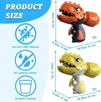 Vandens šautuvas vaikams, 2 vnt. vandens purškimo šautuvų rinkinys su 8-10 m atstumu, mini dinozaurų purškimo šautuvas, vanduo, vandens šautuvo žaislas vaikams, vasara, lauke, baseinas, paplūdimys