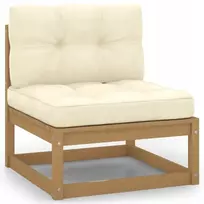 Lauko baldų komplektas Sodo sofa, vidurinė dalis, medaus rudos spalvos, 70x70x67 cm, kreminė pagalvėlė