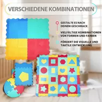 Cantoblanc® dėlionės kilimėlis kūdikiams, žaidimų kilimėlis iš eva gumos + laikymo krepšys, 36 detalės su geometrinėmis figūromis ir kraštais, didelis dydis ir storis (140 x 140 x 1,2 cm), žaidimų kilimėlis kūdikiams, skirtas vaikams ropoti