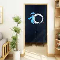 Ligicky japoniškos noren ilgos užuolaidos, durų užuolaida, gobelenas namų tekstilei, kambario pertvara, mėlyna, 85 x 150 cm (klasikinis sėkmės raštas)