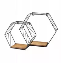 Velano loft stiliaus medinė šešiakampė lentyna, du elementai 29/20 cm, 2 vnt. rinkinys