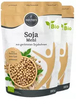 2 x borchers ekologiški sojų miltai, aukščiausios kokybės, vegetariški ir veganiški, daug skaidulų ir baltymų, pagaminti iš skrudintų sojų pupelių, 350 g